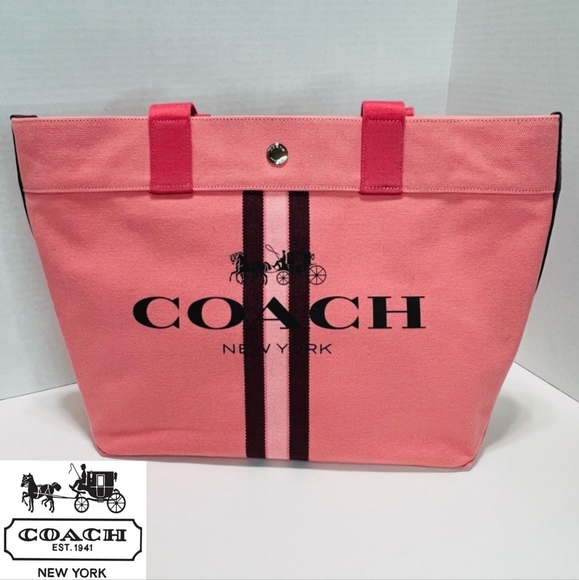 NWT - Coach - Canvas Tote Stripe - Picture 1 of 11
